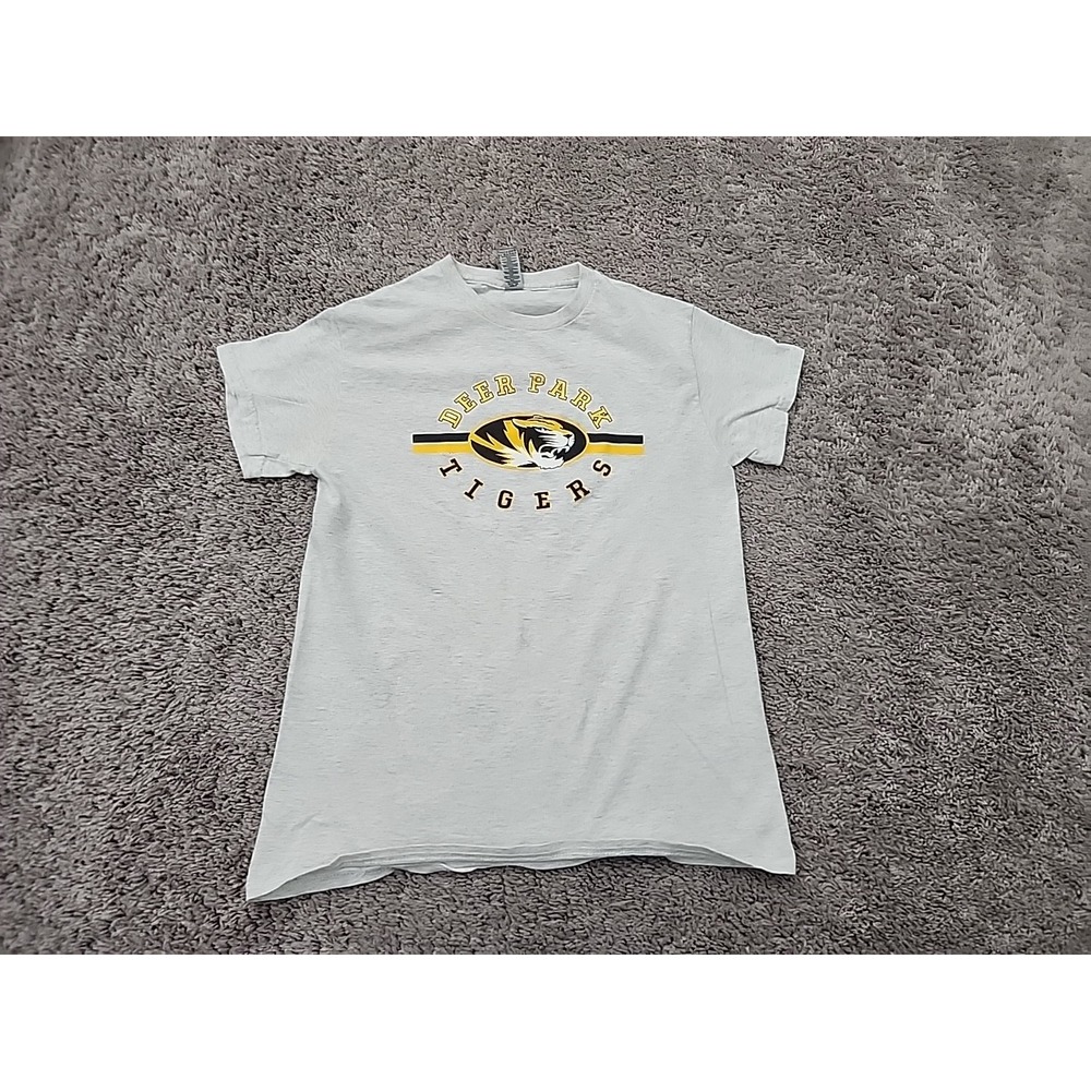 Deer Park Tigers T Shirt Mens S Short Sleeve Gildan Heavy Cotton Gray Sports